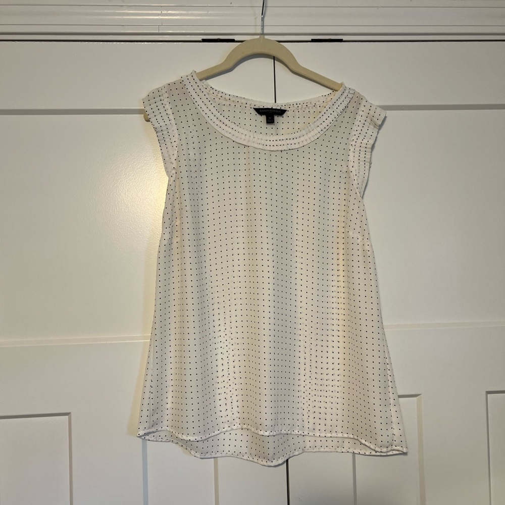 Banana Republic White Polkadot Sleeveless Top